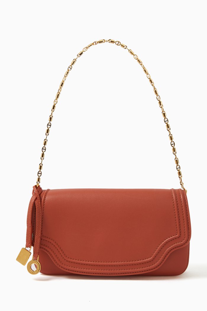

Onde Clutch in Plonge Leather, Orange