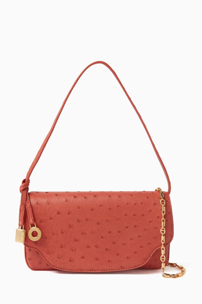 

Medium Onde Clutch in Ostrich Leather, Orange