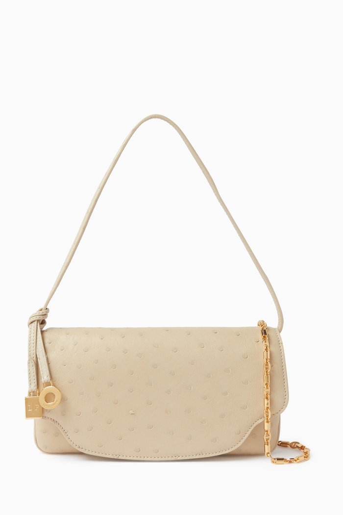 

Medium Onde Clutch in Ostrich Leather, Neutral