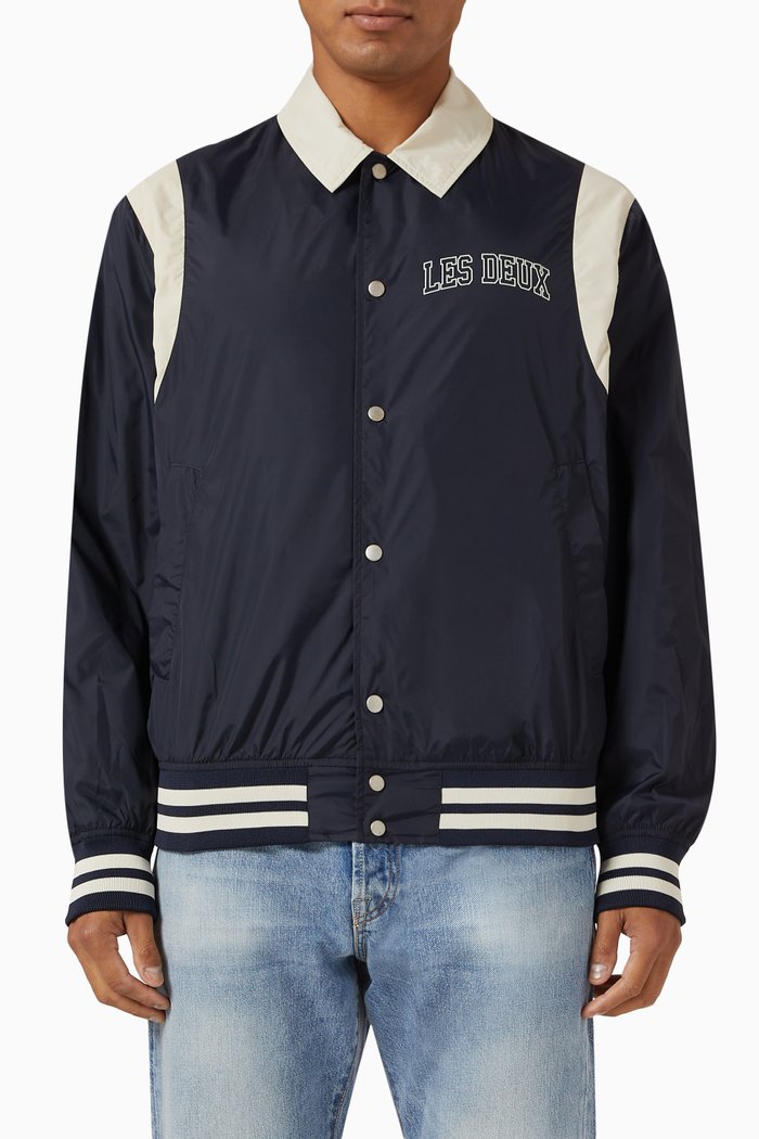 

Les Deux Varsity Jacket in Recycled Nylon, Blue