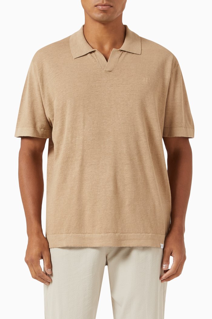 

Elba Polo Shirt in Linen-blend Knit, Neutral