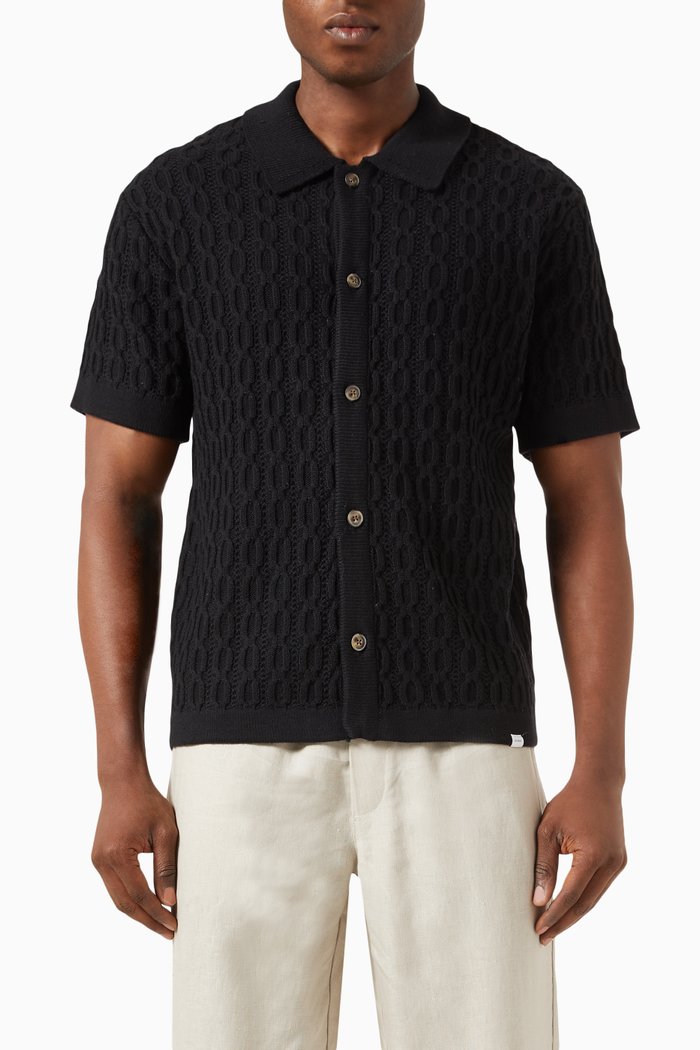 

Garrett Cable-knit Shirt in Cotton, Black