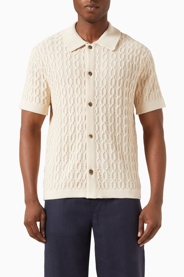 

Garrett Cable-knit Shirt in Cotton, Neutral