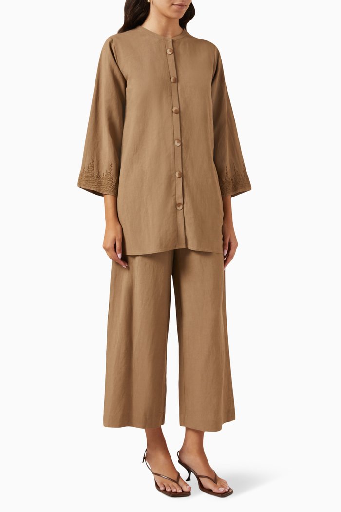 

Embellished 2-piece Set in Cotton-linen, Neutral