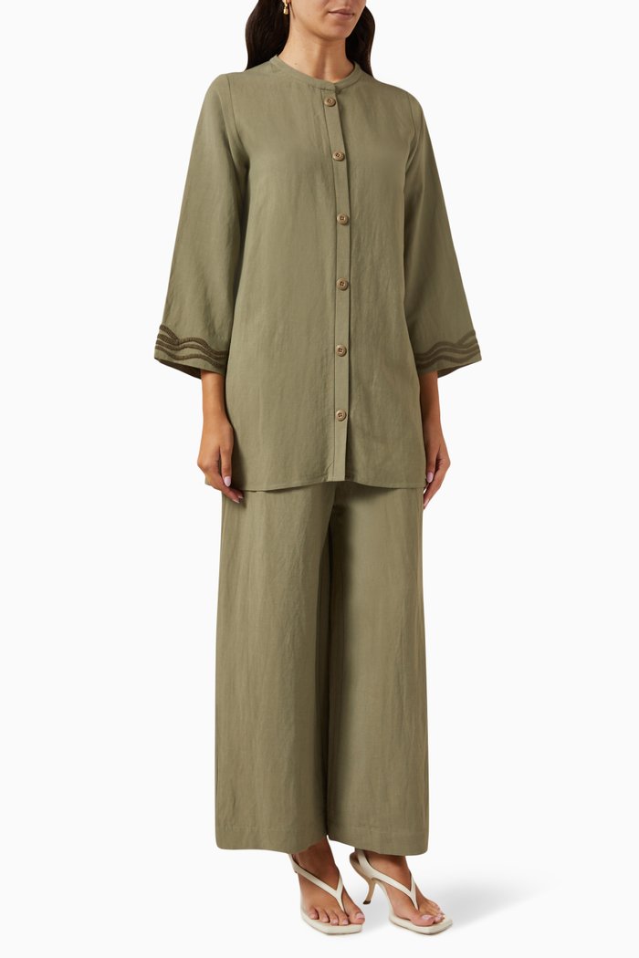 

Embellished 2-piece Set in Cotton-linen, Neutral