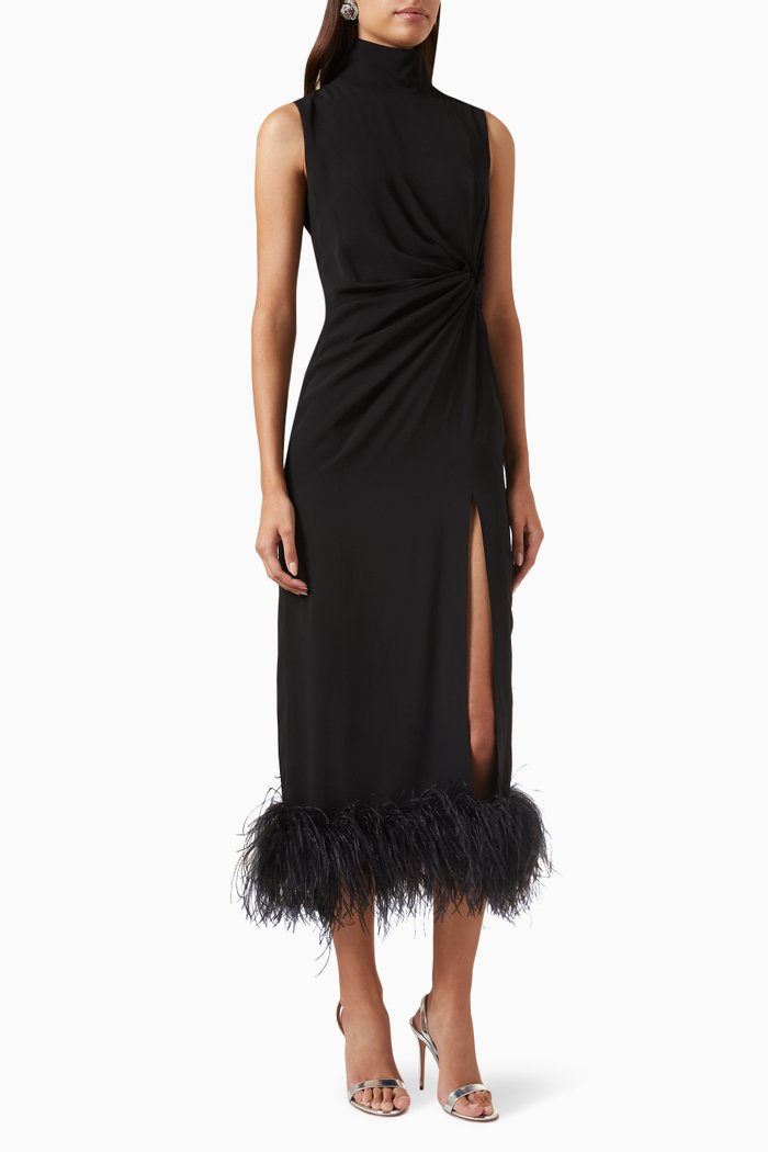 

Maika Midi Dress in Crepe, Black