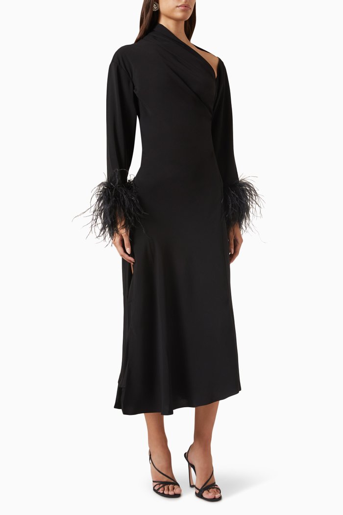 

Adelaide Midi Dress in Crepe, Black
