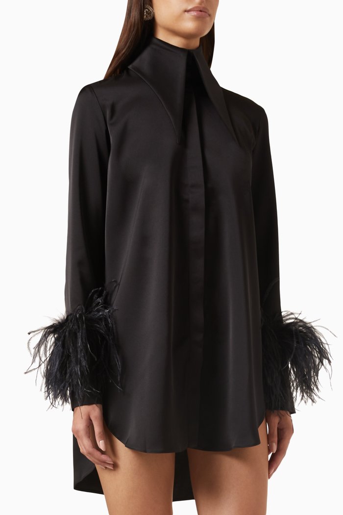

Seymour Shirt Dress in Satin, Black