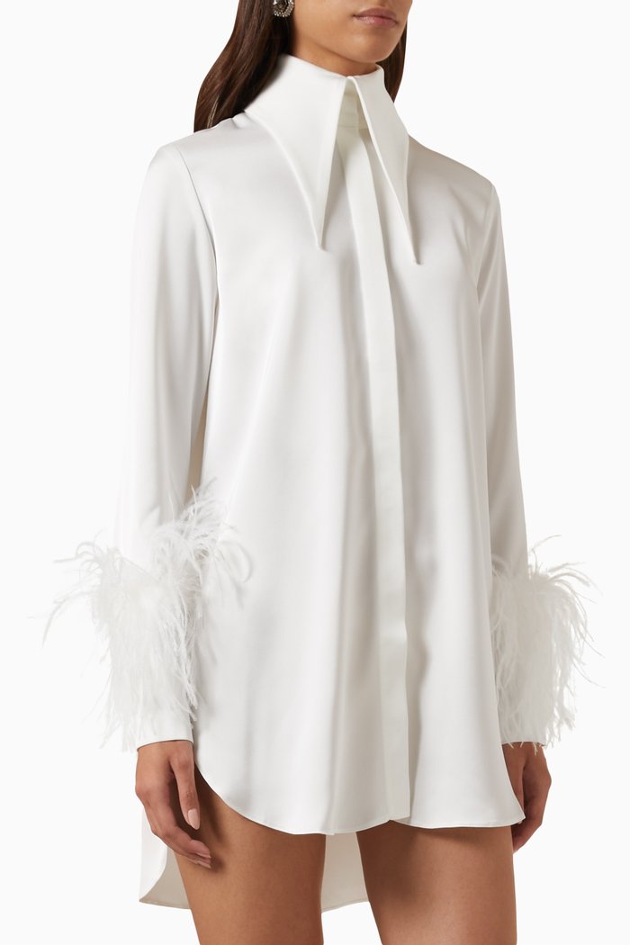 

Seymour Shirt Dress in Satin, White