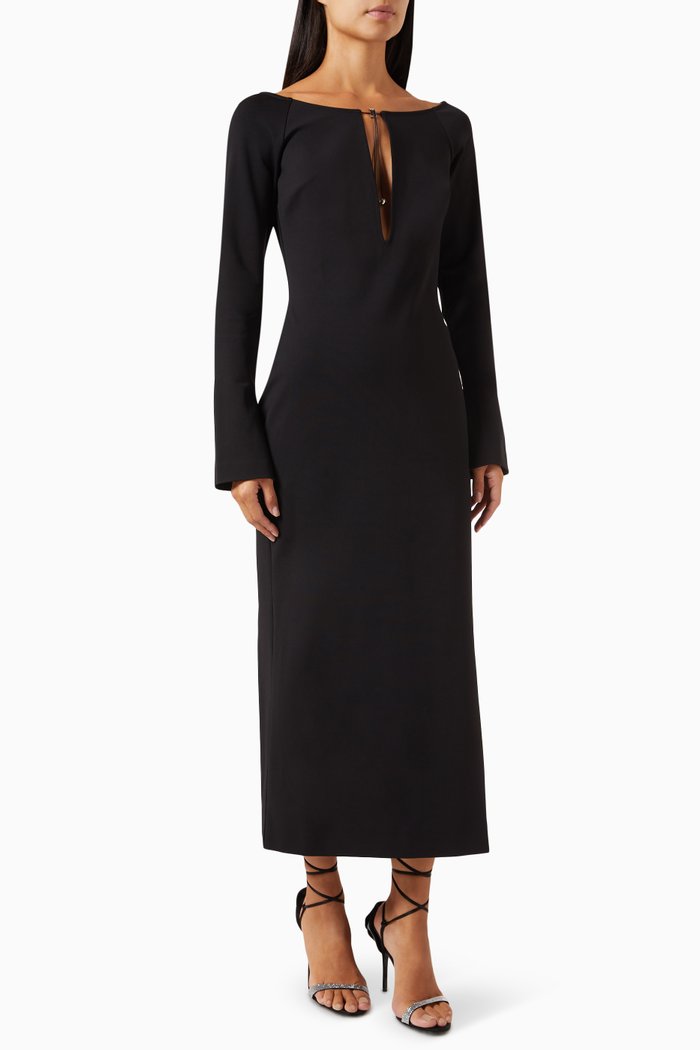 

Solare Sequin Embellished Midi Dress in Nylon, Black