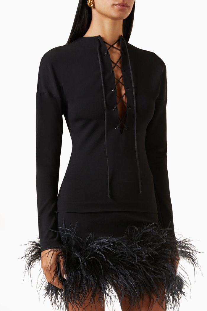 

Runa Lace-up Top, Black