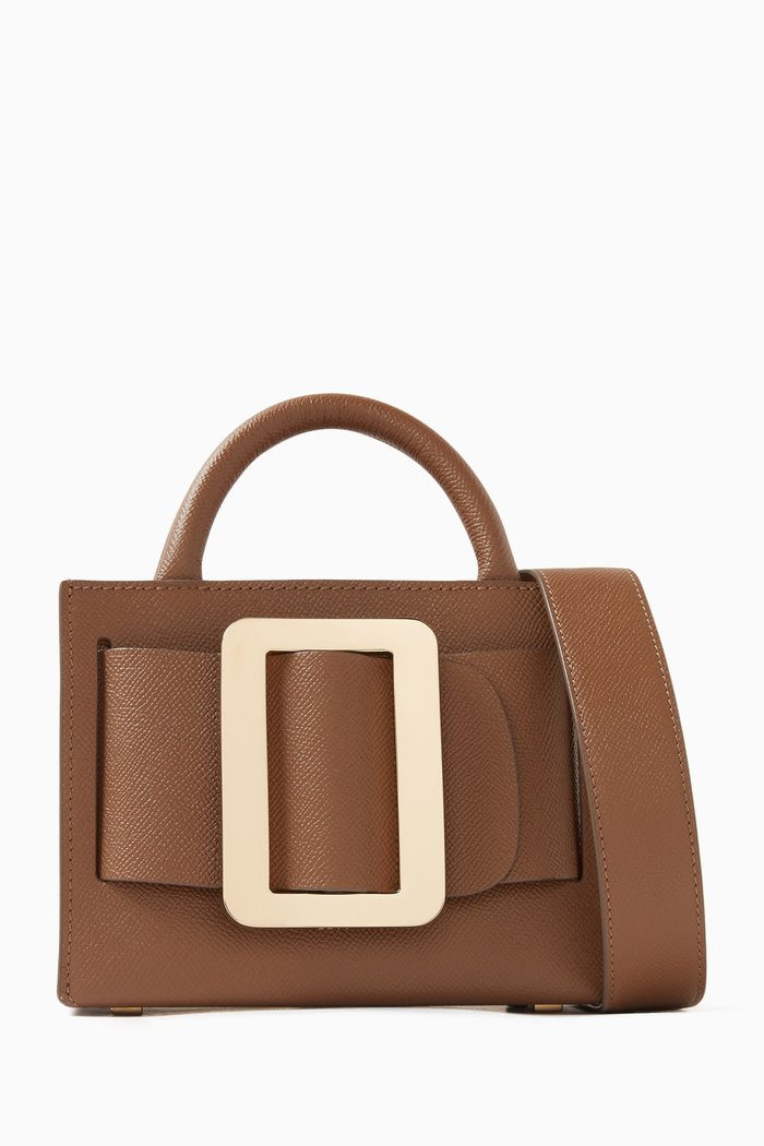 

Mini Bobby 18 Buckled Tote Bag in Calfskin leather, Brown