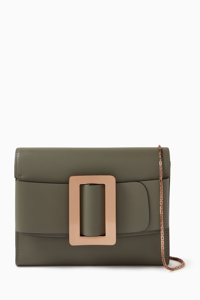 

Buckle Travel Case Crossbody Bag in Calfskin, Green