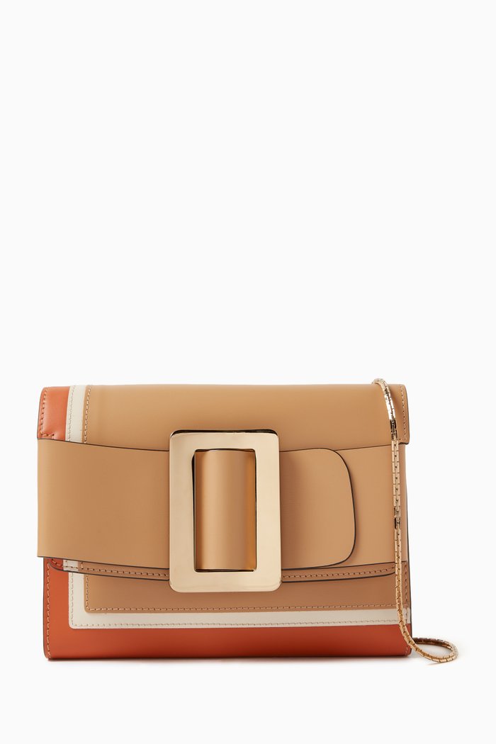 

Buckle Travel Case Crossbody Bag in Calfskin, Brown