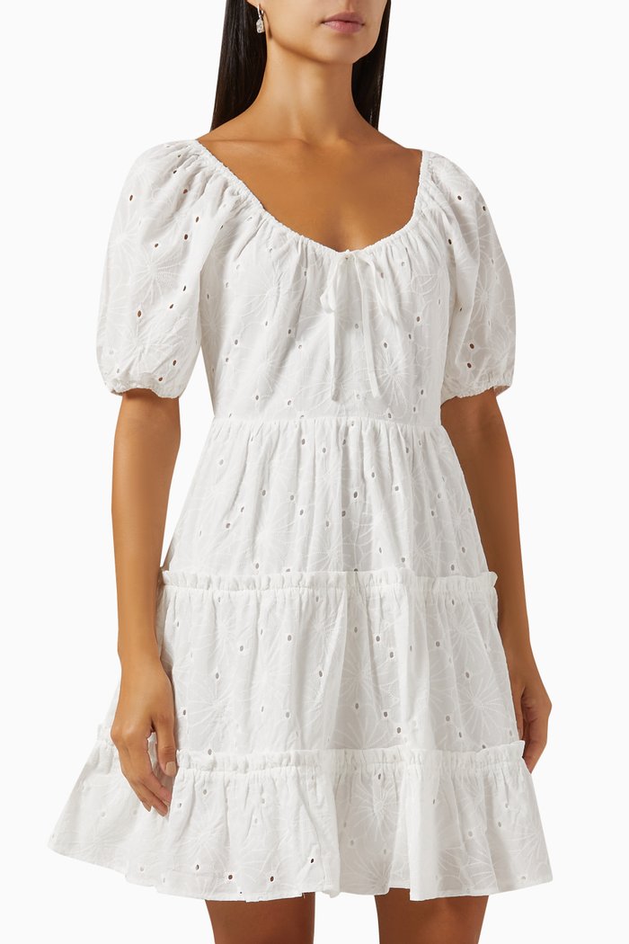

Yaskasho Tiered Mini Dress in Cotton, White