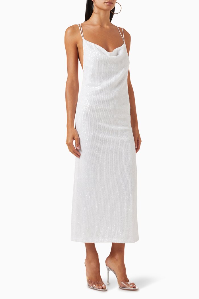 

Grace Slip Dress in Sequins, White