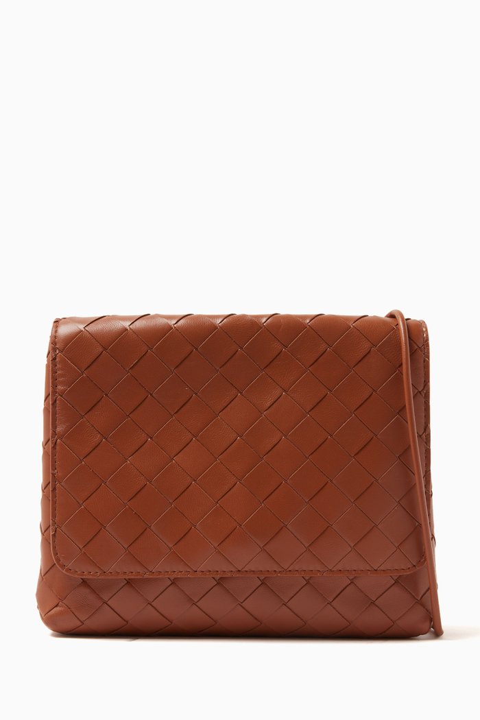 

Mini Cross-body Bag in Intrecciato Leather, Brown
