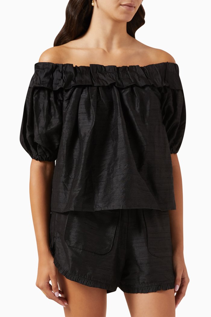 

Patmos Off-shoulder Top in Silk, Black