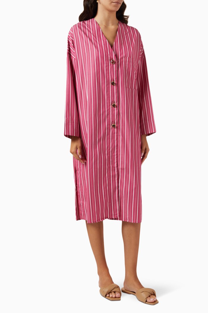 

Yazz Striped Dress in Cotton, Red