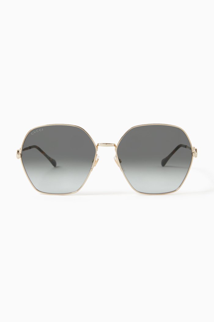 

Oversized Square Sunglasses in Metal, Gold