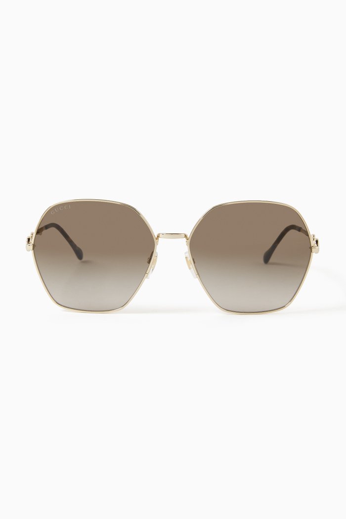 

Oversized Square Sunglasses in Metal, Gold