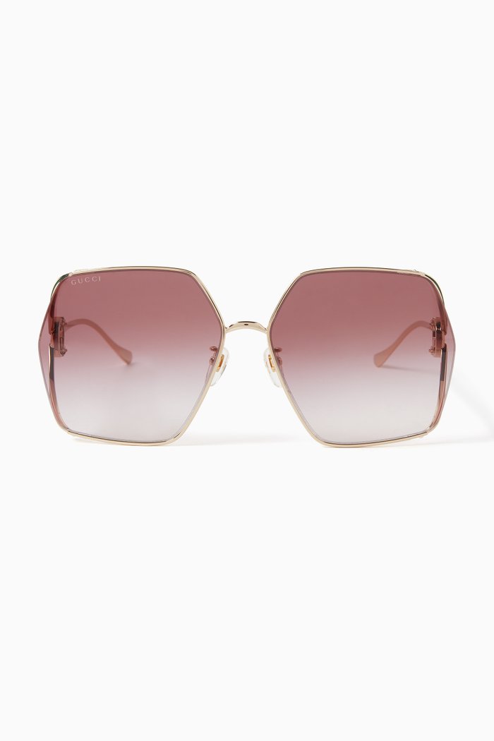 

Oversized Square Sunglasses in Metal, Gold