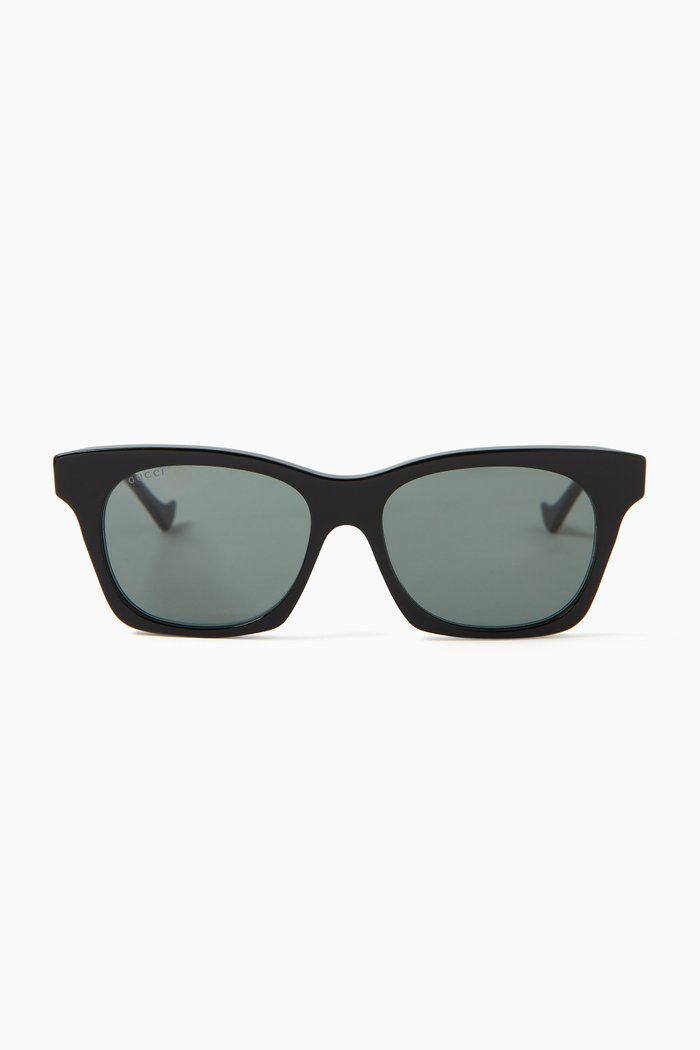 

Square Cat-eye Sunglasses in Recycled Acetate, Black