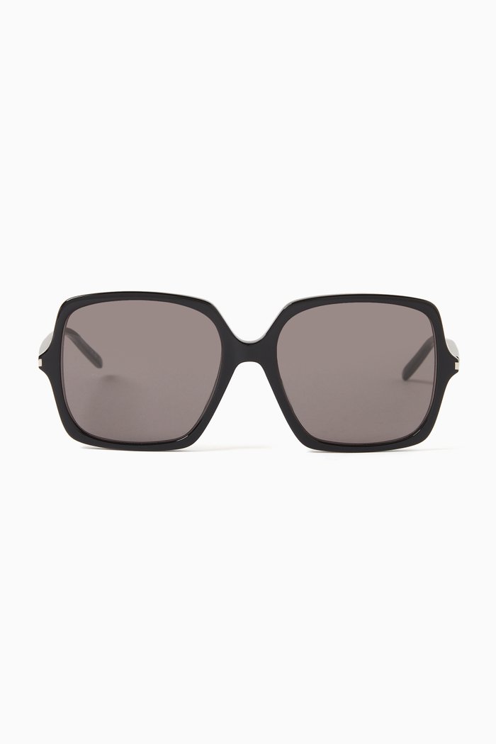

Oversized Square Sunglasses in Recycled Acetate, Black