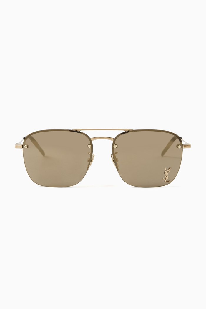 

Oversized Aviator Sunglasses in Metal, Gold