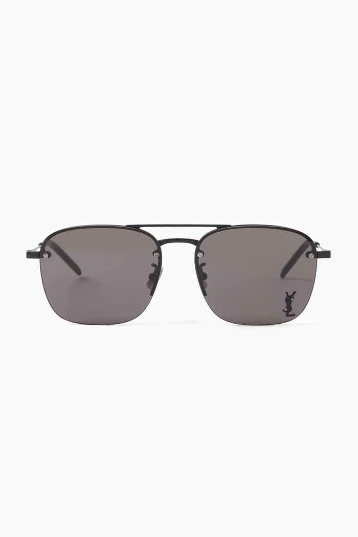 

Oversized Aviator Sunglasses in Metal, Black