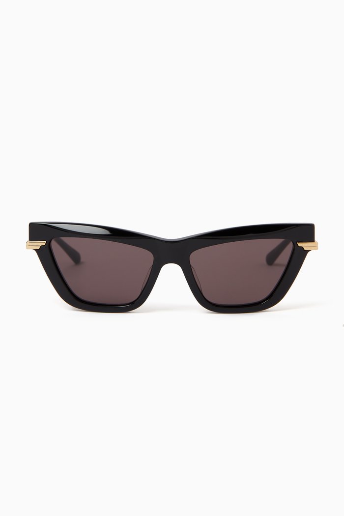 

Cat-eye Sunglasses in Recycled Acetate & Metal, Black