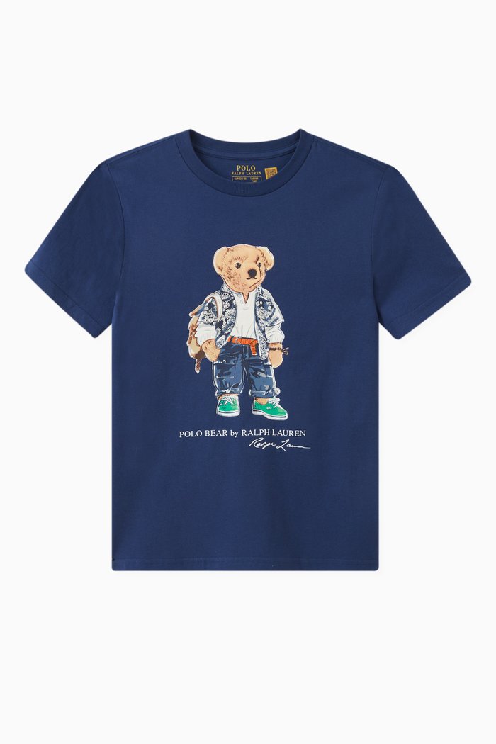 

Bear Logo-Print T-shirt in Cotton, Blue