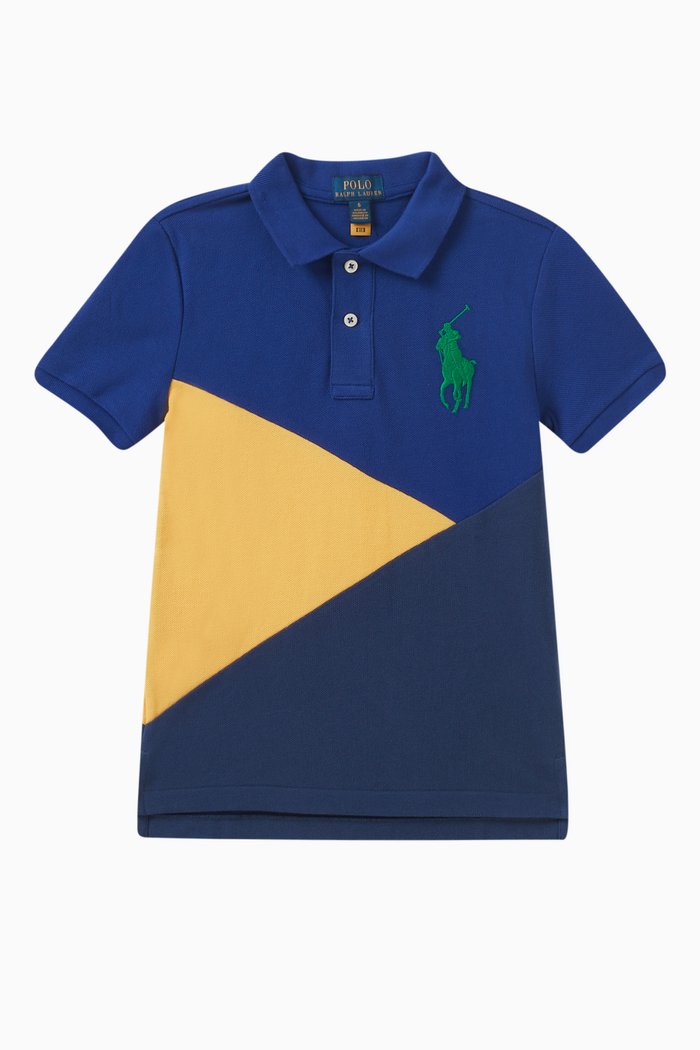 

Colour-block Polo Shirt in Cotton, Multicolour