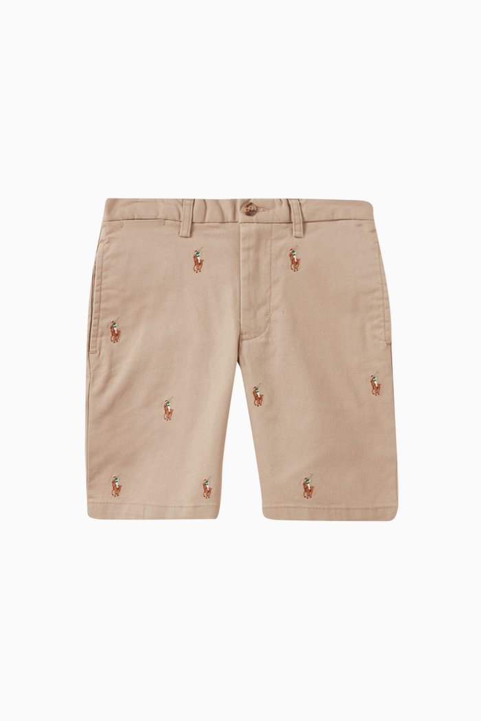 

Logo-embroidered Shorts in Cotton, Neutral