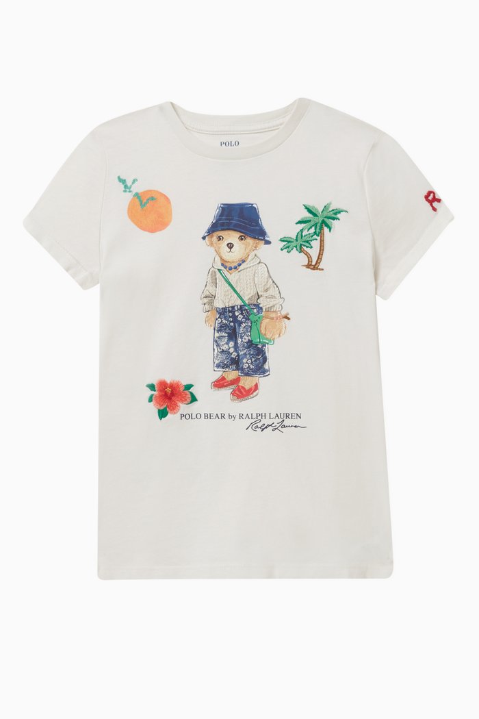 

Logo & Bear Print T-shirt in Cotton, White