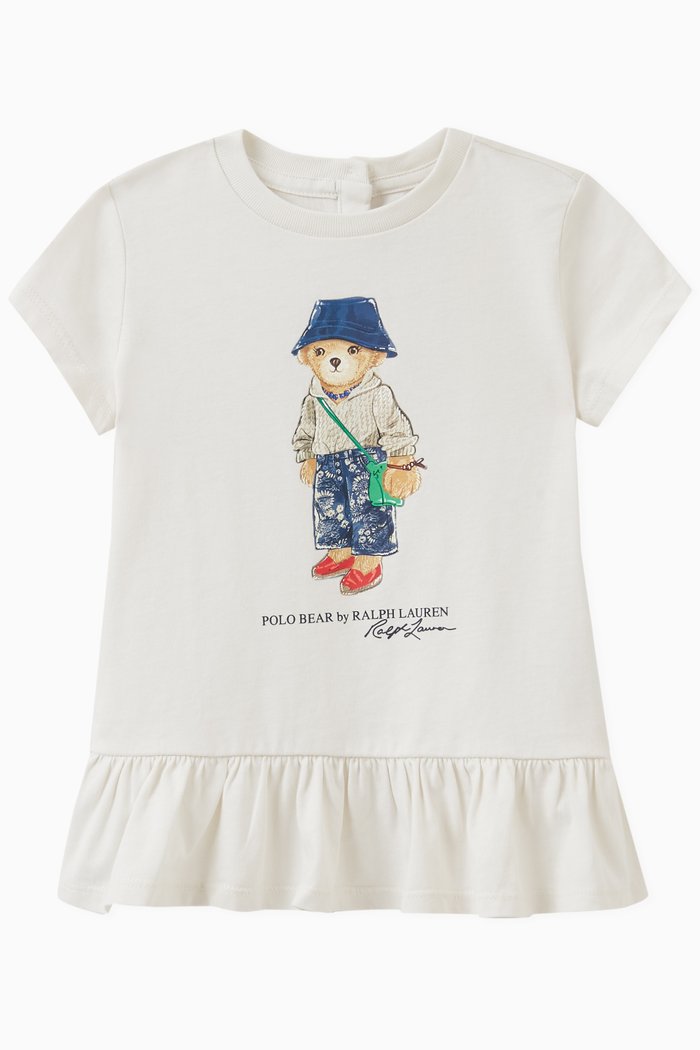 

Logo & Bear Print T-shirt in Cotton, White