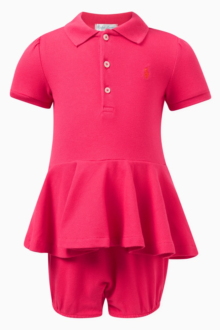 

Logo Romper Dress in Piqué, Pink
