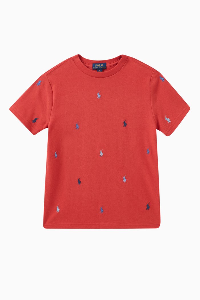 

Logo-embroidered T-shirt in Cotton, Red