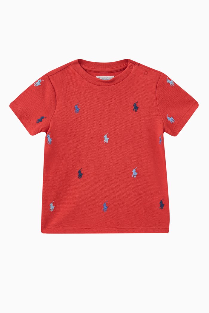

Logo-embroidered T-shirt in Cotton, Red