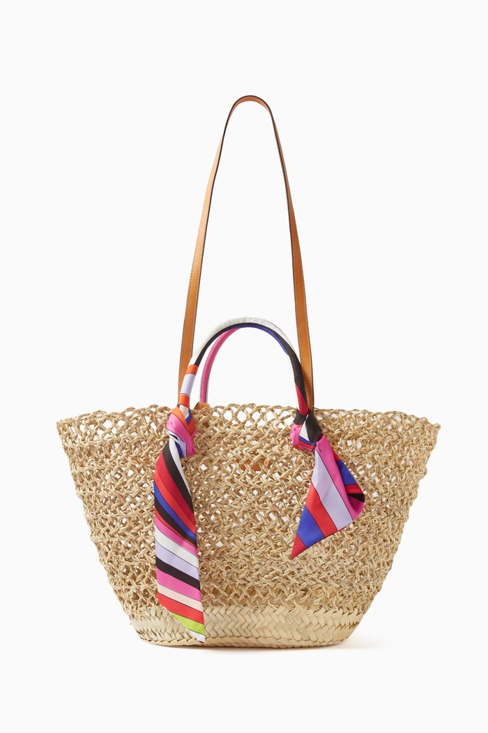 

Sun is Up Bonbon Tote Bag in Straw, Multicolour