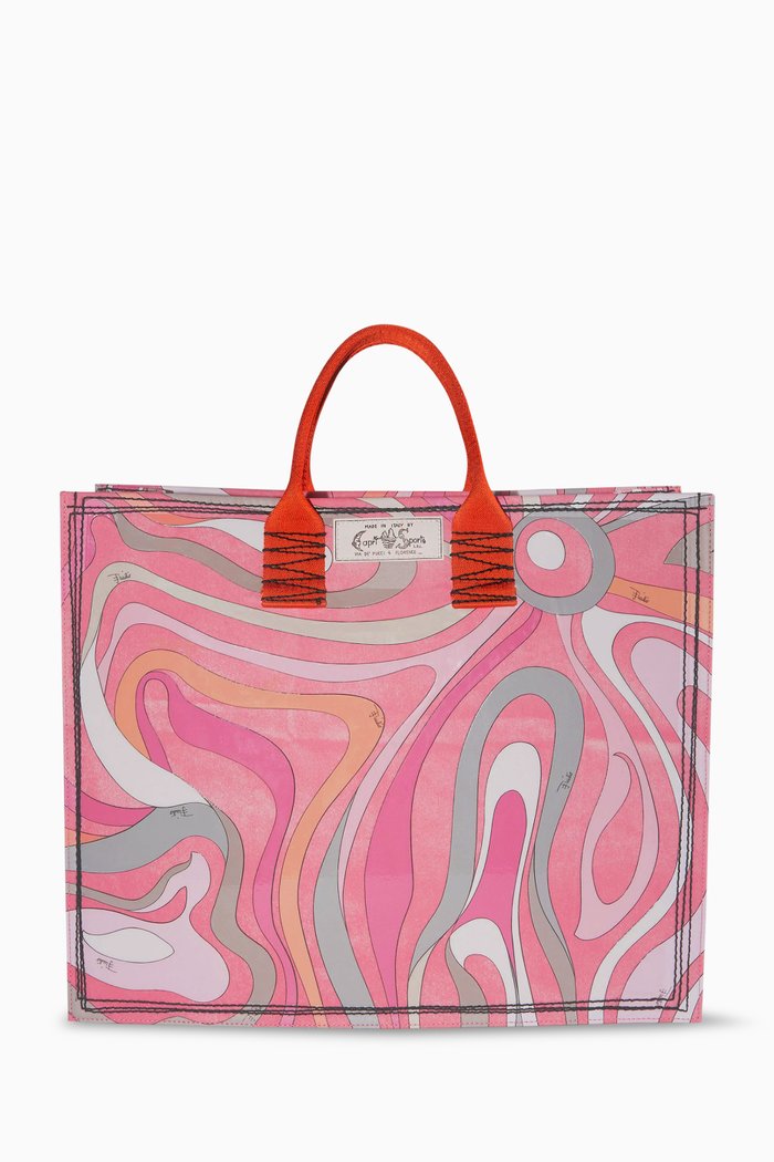 

Large Marmo-print Tote Bag in Cotton-canvas, Pink