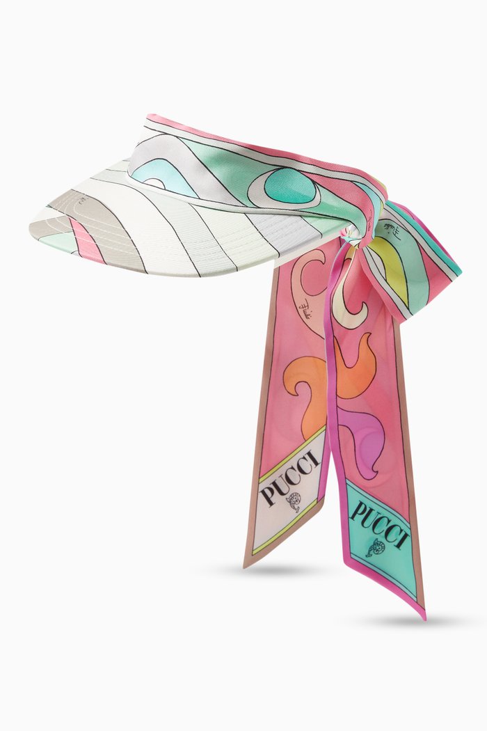 

Moire-print Visor in Silk-twill, Multicolour