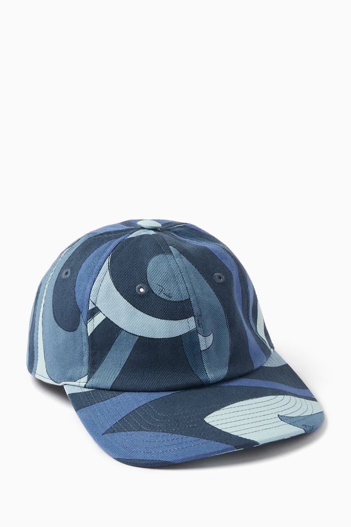 

Marmo-print Cap in Cotton Gabardine, Blue