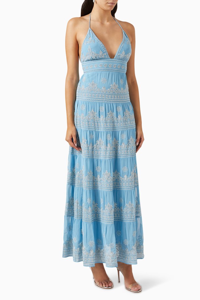 

Karolina Embroidered Maxi Dress, Blue