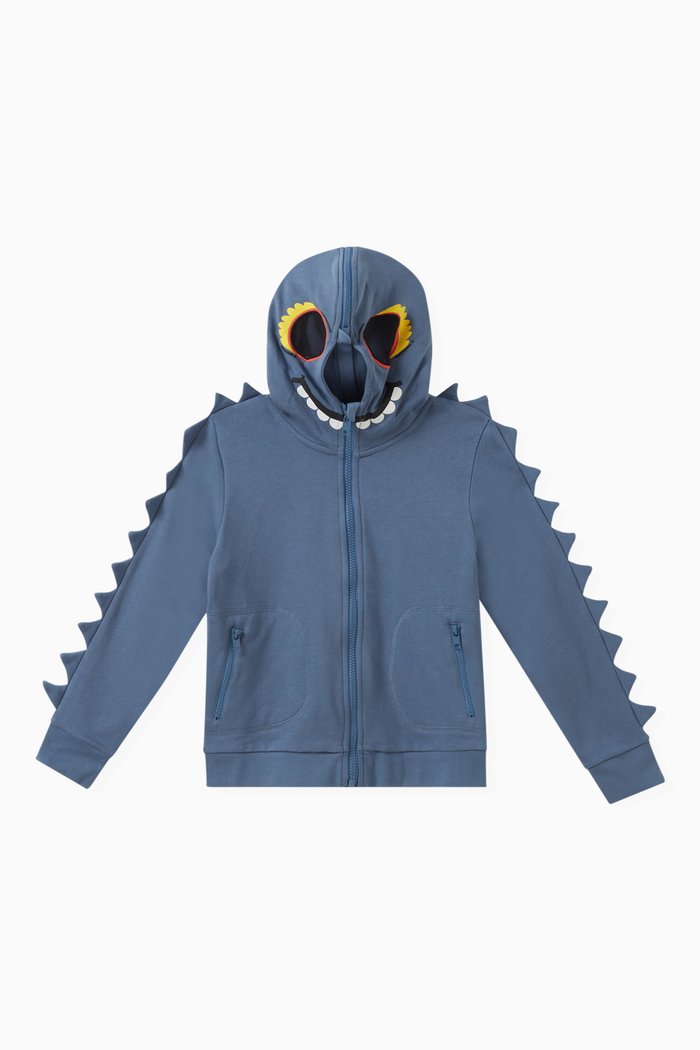 

Monster-detail Hoodie in Cotton, Blue