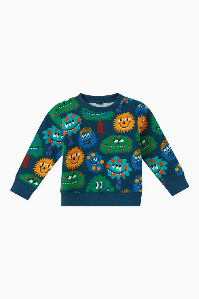 

Monster-print Sweatshirt in Organic Cotton, Black