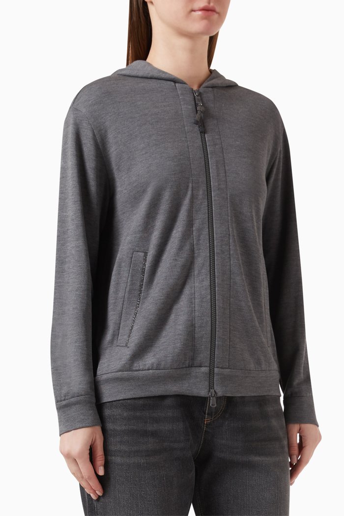

Hoodie in Cotton-blend, Grey