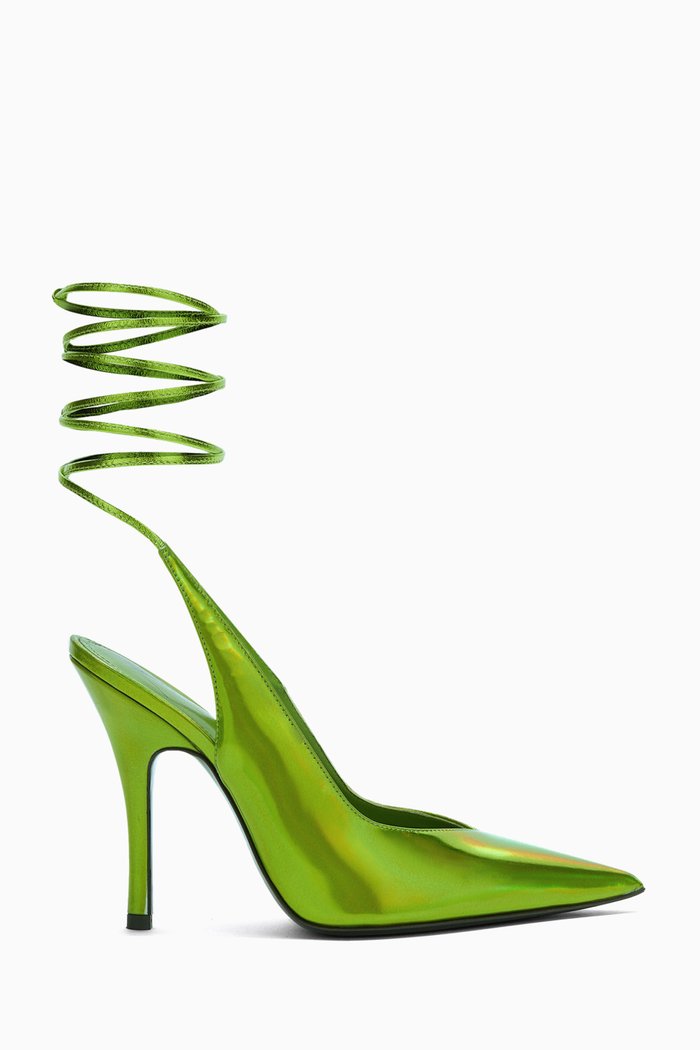 

Venus 105 Lace-up Pumps in Laminated Patent Leather, Green