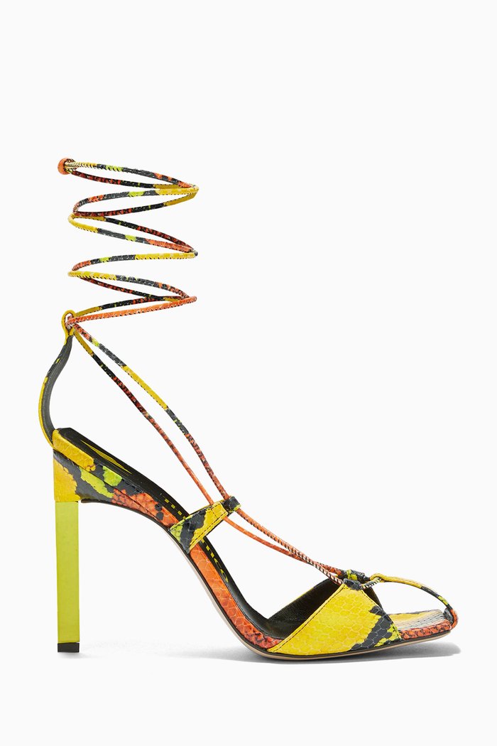 

Adele 105 Lace-up Pumps in Printed Python Leather, Multicolour
