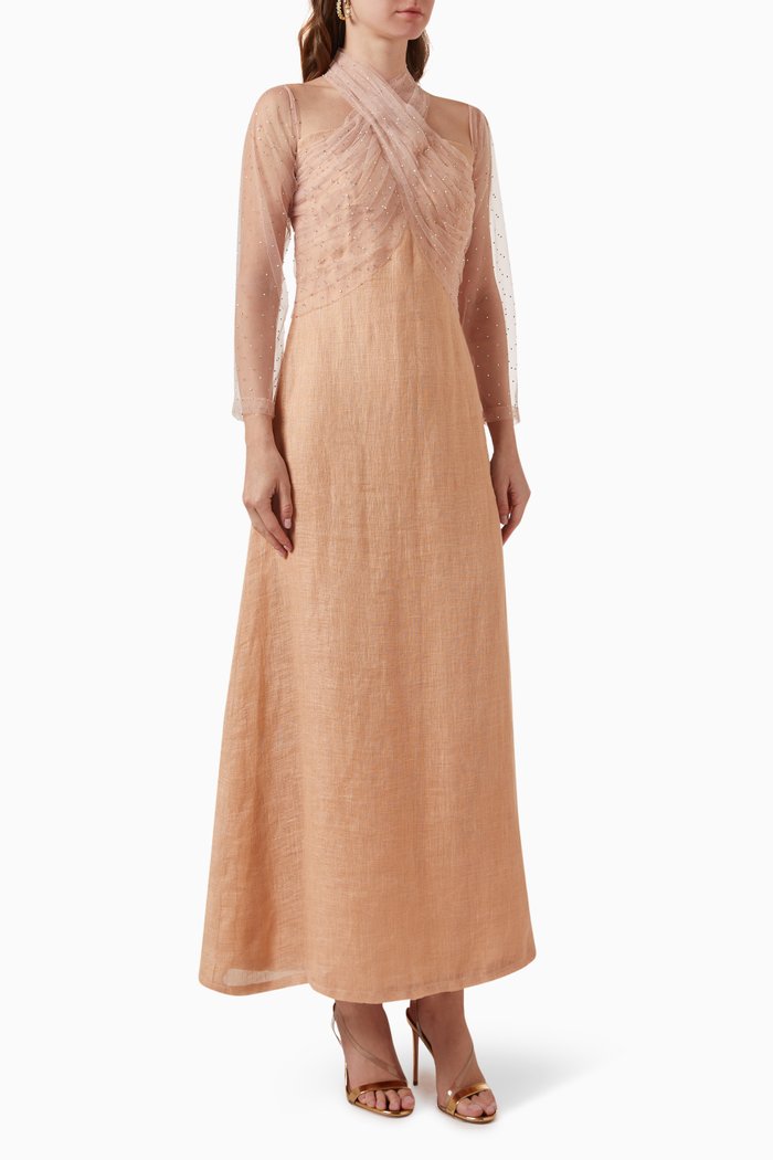 

Twist Neck Dress in Shimmer-tulle, Pink